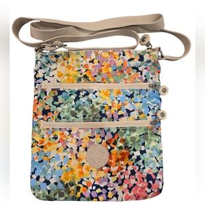 KIPLING KEIKO "BURST BRIGHT" CROSSBODY BAG MULTI COLOR PRINT.